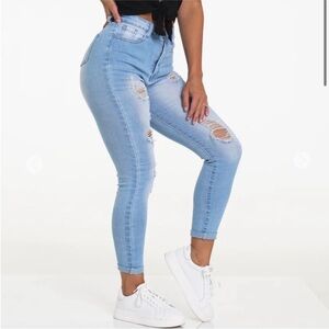 NVGTN Light Blue Distressed Women Jeans